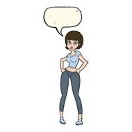 cartoon pretty woman with speech bubble N212