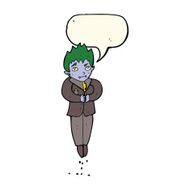 cartoon floating vampire with speech bubble N7