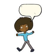 cartoon surprised man walking with speech bubble N6
