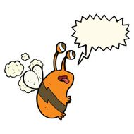 cartoon funny bee with speech bubble N8