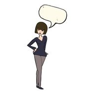cartoon pretty woman with speech bubble N214