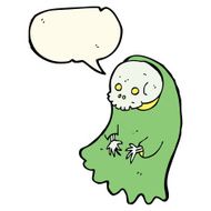 cartoon spooky ghoul with speech bubble N8