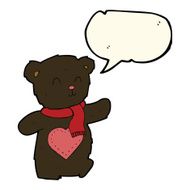 cartoon white teddy bear with love heart speech bubble N8
