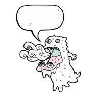 cartoon gross ghost with speech bubble N33