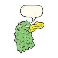 cartoon gross ghost with speech bubble N35