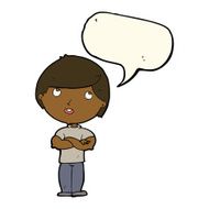 cartoon happy man with folded arm speech bubble N6