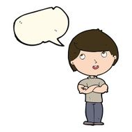 cartoon happy man with folded arm speech bubble N7