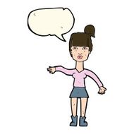 cartoon woman making dismissive gesture with speech bubble N12