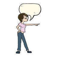 cartoon woman pointing with speech bubble N172