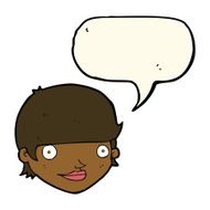 cartoon happy female face with speech bubble N145