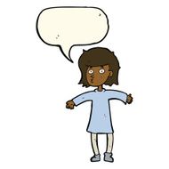 cartoon nervous woman with speech bubble N24