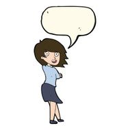 cartoon happy woman with speech bubble N194