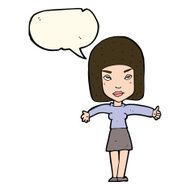 cartoon woman giving thumbs up symbol with speech bubble N52