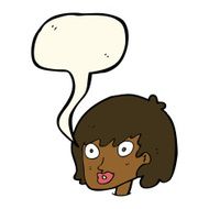 cartoon happy female face with speech bubble N146