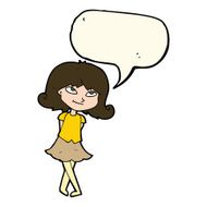 cartoon clever girl with speech bubble N8