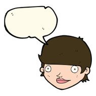 cartoon happy female face with speech bubble N147