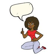 cartoon sitting woman with idea speech bubble N8