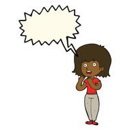 cartoon shocked woman with speech bubble N79