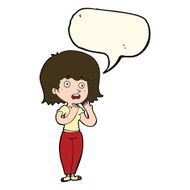 cartoon shocked woman with speech bubble N80