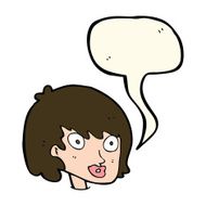 cartoon happy female face with speech bubble N149