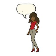 cartoon pretty woman with speech bubble N215