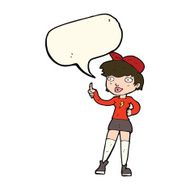 cartoon skater girl giving thumbs up symbol with speech bubble N8