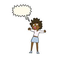 cartoon frightened woman with speech bubble N24