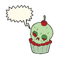 cartoon halloween cup cake with speech bubble N8