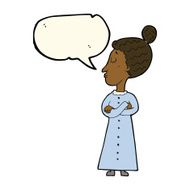 cartoon strict victorian teacher with speech bubble N6