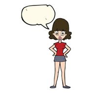 cartoon surprised woman with speech bubble N193