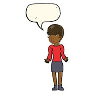 cartoon confused woman with speech bubble N65