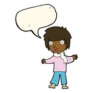 cartoon unhappy boy with speech bubble N43