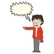 cartoon terrified man pointing with speech bubble N8