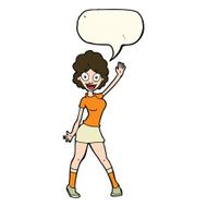 cartoon woman dancing with speech bubble N22