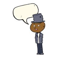 cartoon funny hobo man with speech bubble N7