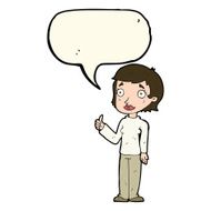 cartoon woman giving thumbs up symbol with speech bubble N54