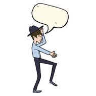 cartoon fashionable man with speech bubble N8