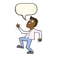 cartoon man panicking with speech bubble N45