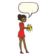 cartoon woman clapping hands with speech bubble N8