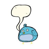 cartoon fat bird with speech bubble N25