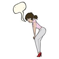 cartoon woman posing with speech bubble N23