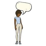 cartoon modern attractive woman with speech bubble N7