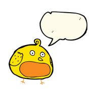 cartoon fat bird with speech bubble N26