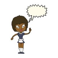cartoon maid with speech bubble N29