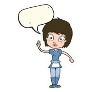 cartoon maid with speech bubble N30