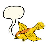 cartoon flying bird with speech bubble N13
