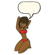 cartoon sexy woman posing with speech bubble N8