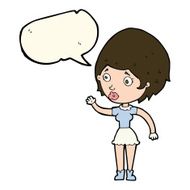 cartoon woman waving with speech bubble N272