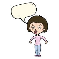 cartoon woman shrugging shoulders with speech bubble N386