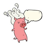 smelly cartoon pig with speech bubble N3